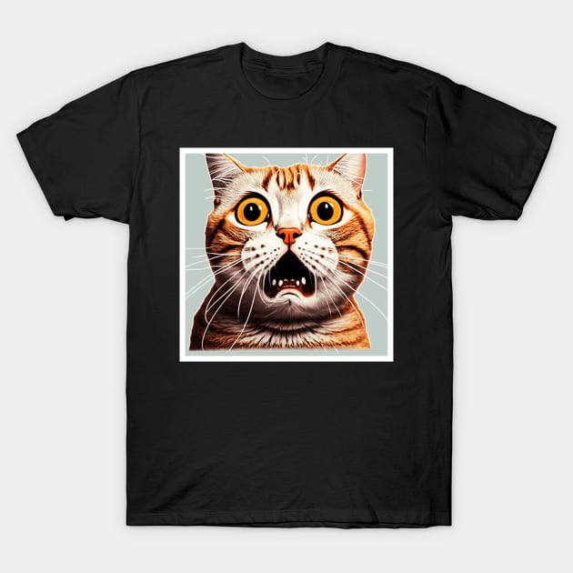 Funny Scared Cat Face, Cat Lover, Scaredy cat T-Shirt by dukito